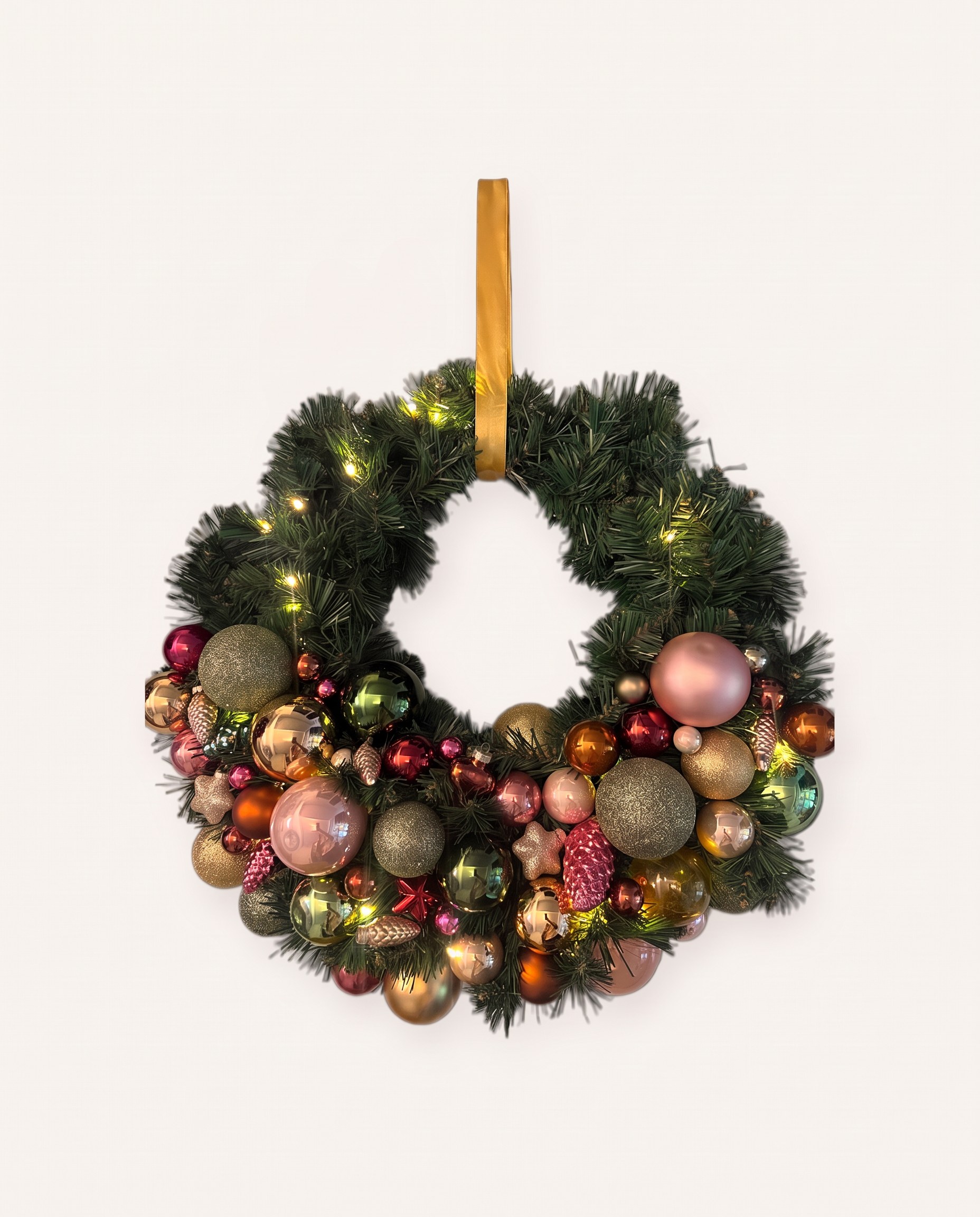 Handgemaakte kerstkrans Rozengoud