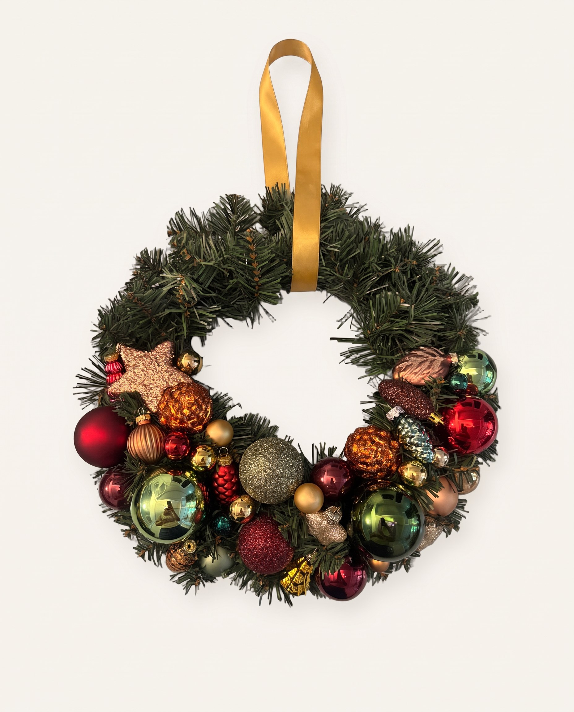 Handgemaakte kerstkrans Gouden weelde